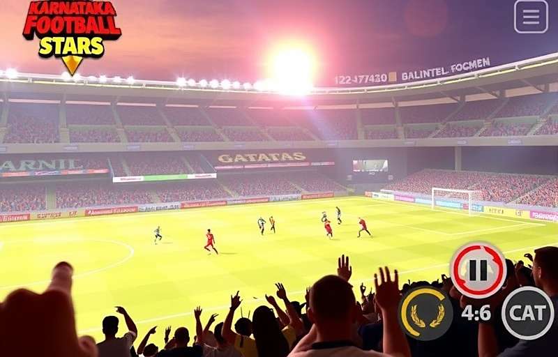 Karnataka Football Stars Gameplay Karnataka Football Stars game screenshot showing intense match in Bangalore stadium with enthusiastic crowd