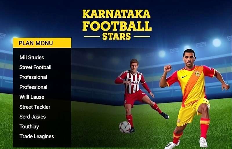 Karnataka Football Stars Game Modes Karnataka Football Stars main menu showing various game modes including street football and professional league